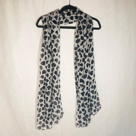 Scarf wrap sheer hearts black white one size 76x28" READ - Picture 5 of 5